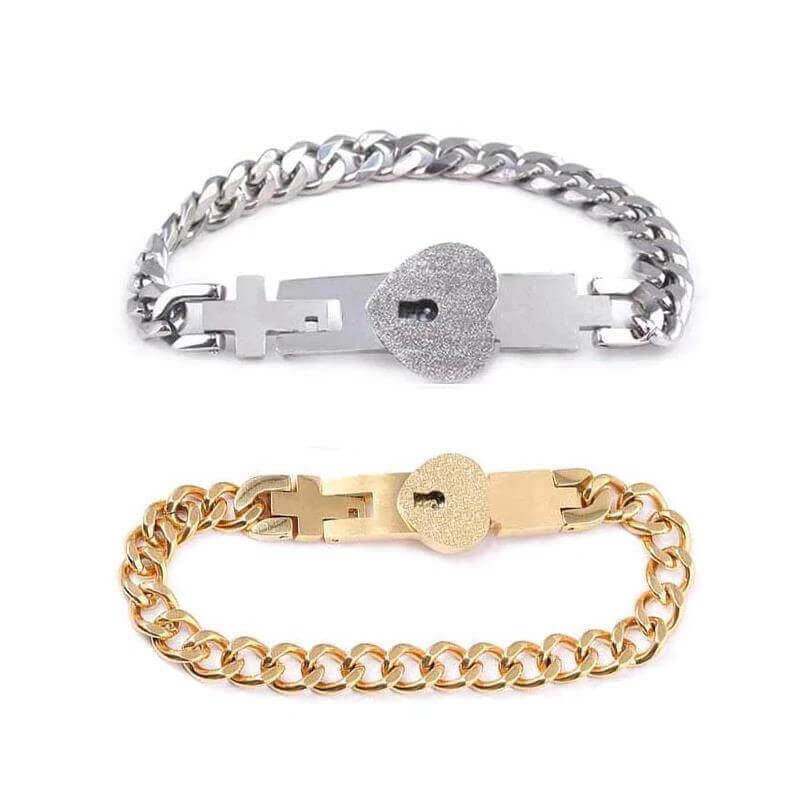 Bracelet Avec Serrure Et Clé, Cadeau De Saint-valentin Pour Les Couples - votrecollierprenomfr