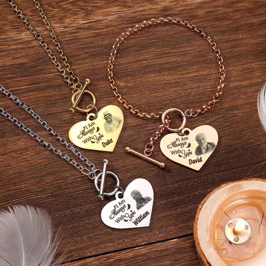 Bracelet Commémoratif Photo Personnalisé Bracelet Gravé Personnalisé « Je Serai Toujours Avec Toi » Bracelet Souvenir Bracelet Mémoire - votrecollierprenomfr