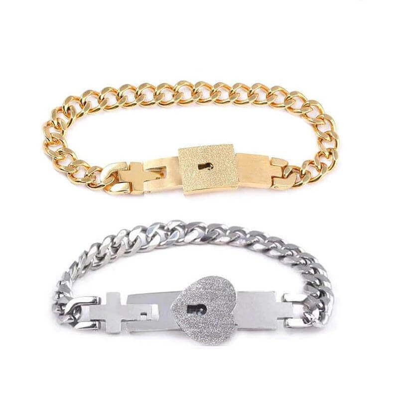 Bracelet Avec Serrure Et Clé, Cadeau De Saint-valentin Pour Les Couples - votrecollierprenomfr