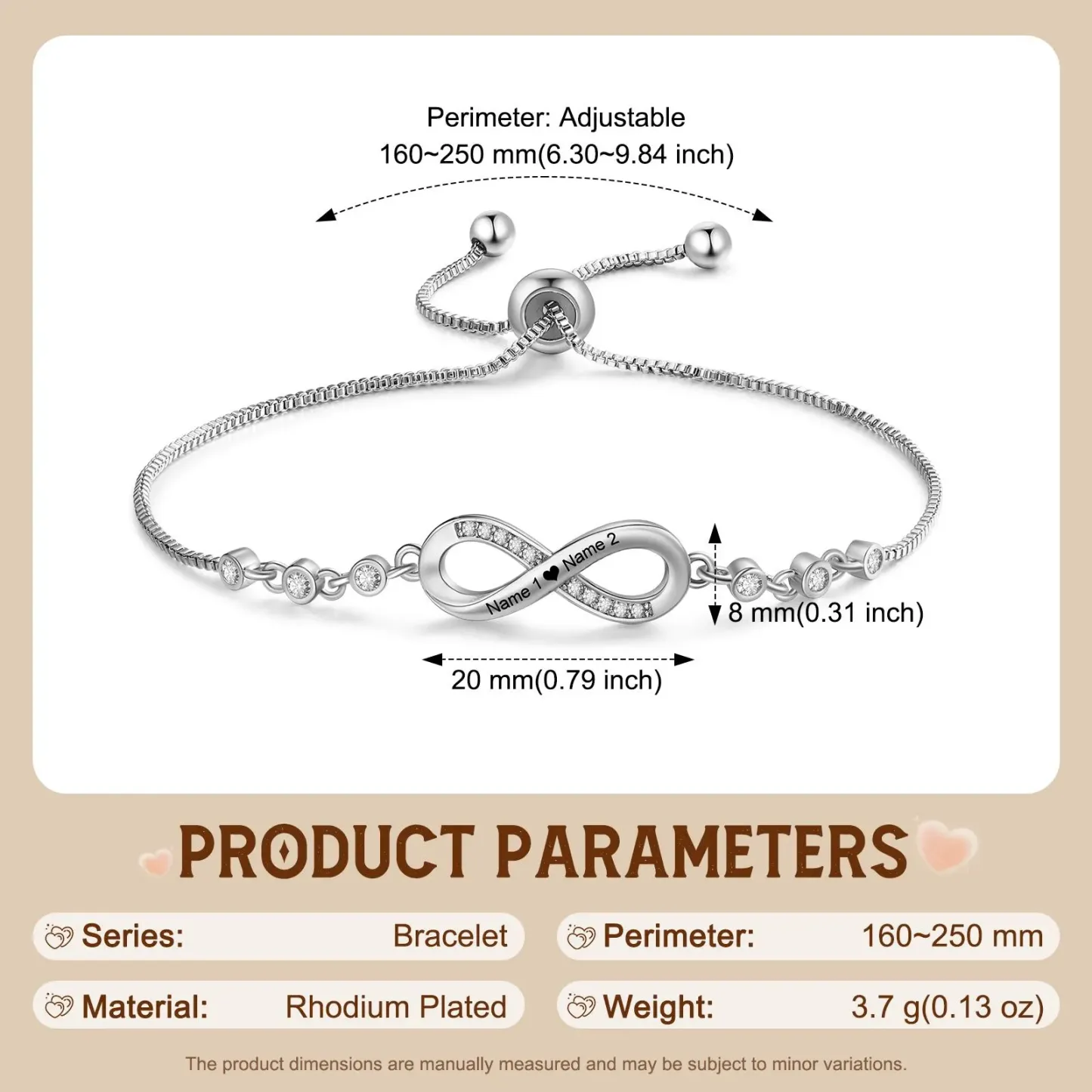 Bracelet Infini Personnalisé Pour Couple, Avec Noms Gravés, Cadeau Pour La Saint-valentin, Pour Lui Et Elle - votrecollierprenomfr