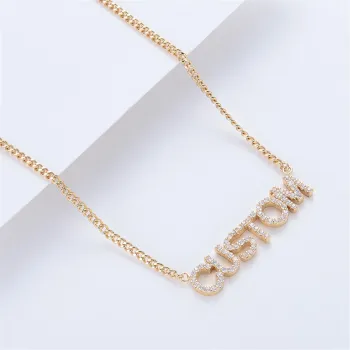 Collier Prénom Personnalisé Serti De Diamants Pour Femme - Collier Prénom Étincelant Sur Mesure - Cadeau Saint-valentin - votrecollierprenomfr