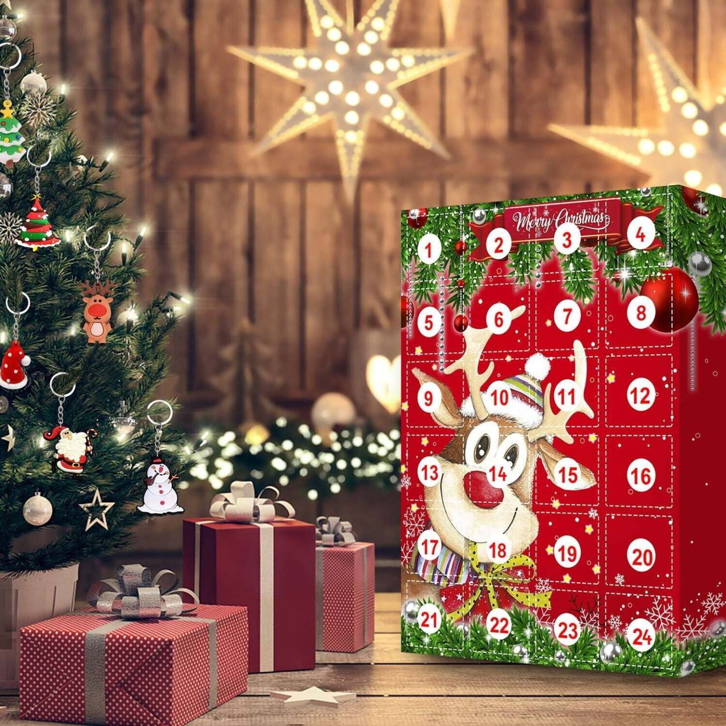 Boîte Aveugle D'ornement De Noël/porte-clés, Calendrier De Compte À Rebours De 24 Jours, Boîte À Cadeaux, Cadeau De Noël - votrecollierprenomfr