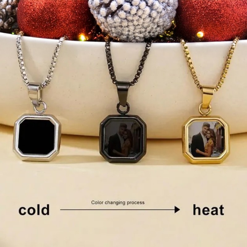 Collier Magique Personnalisé Avec Photo Cachée En Forme De Cœur, Cadeau D'anniversaire, Collier Photo À Révélation Thermique, Cadeau Pour Elle - votrecollierprenomfr