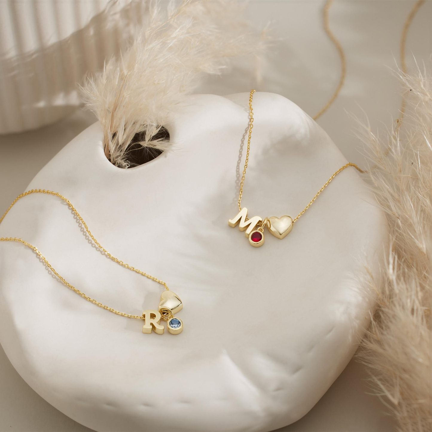 Collier Cœur Avec Initiale Et Pierre De Naissance - Cadeau De Saint-valentin - Collier Personnalisé Avec Lettre Et Pierre De Naissance - Votre Initiale - Collier Avec Pendentif Cœur Et Amour - votrecollierprenomfr