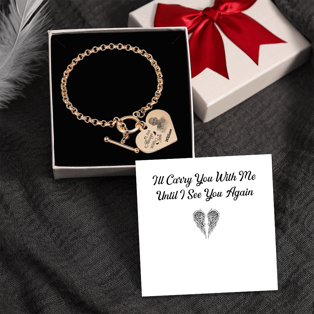 Bracelet Commémoratif Photo Personnalisé Bracelet Gravé Personnalisé « Je Serai Toujours Avec Toi » Bracelet Souvenir Bracelet Mémoire - votrecollierprenomfr