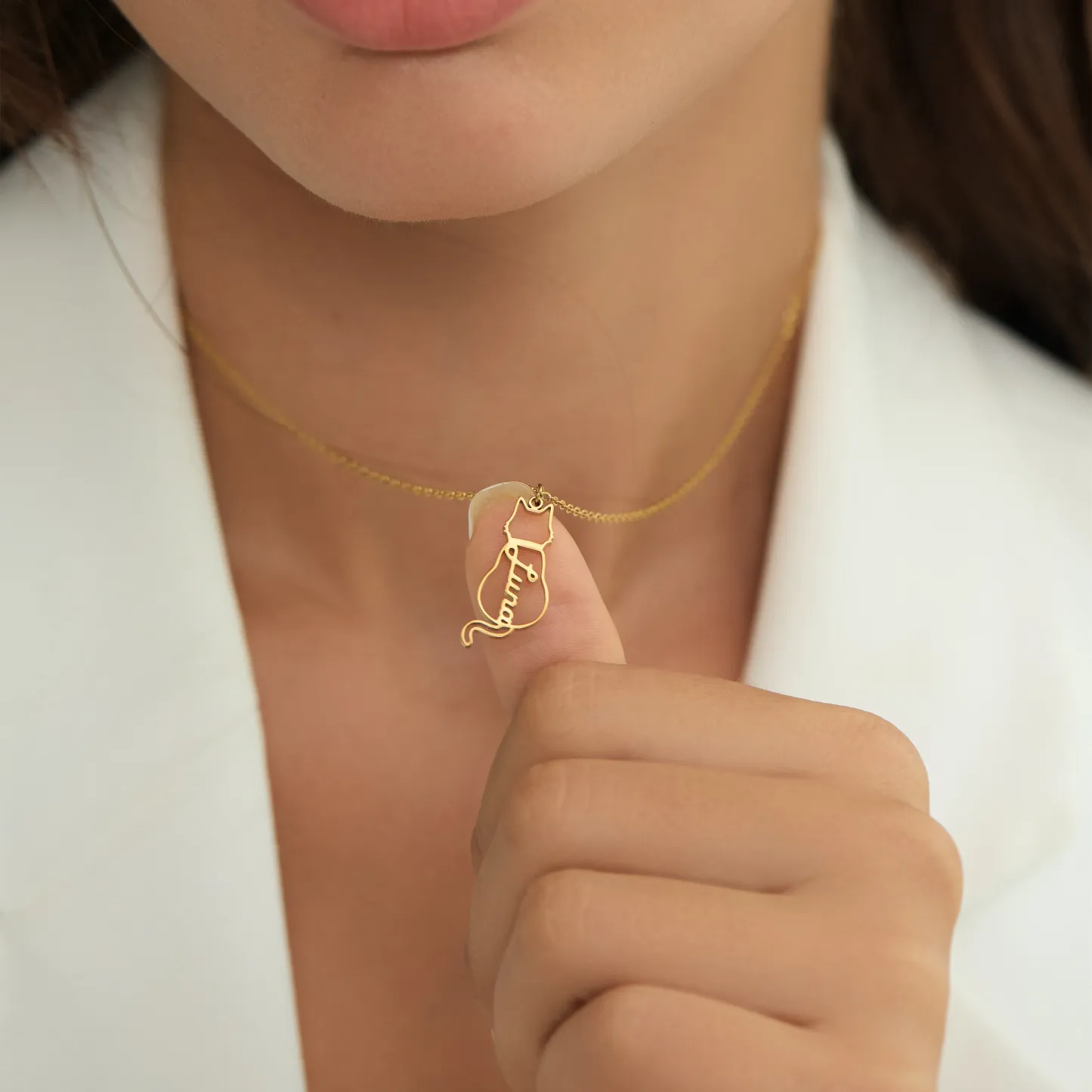 Collier Chat Personnalisé Avec Nom De Chat Porte-bonheur Gravé - Cadeau Pour Elle - votrecollierprenomfr