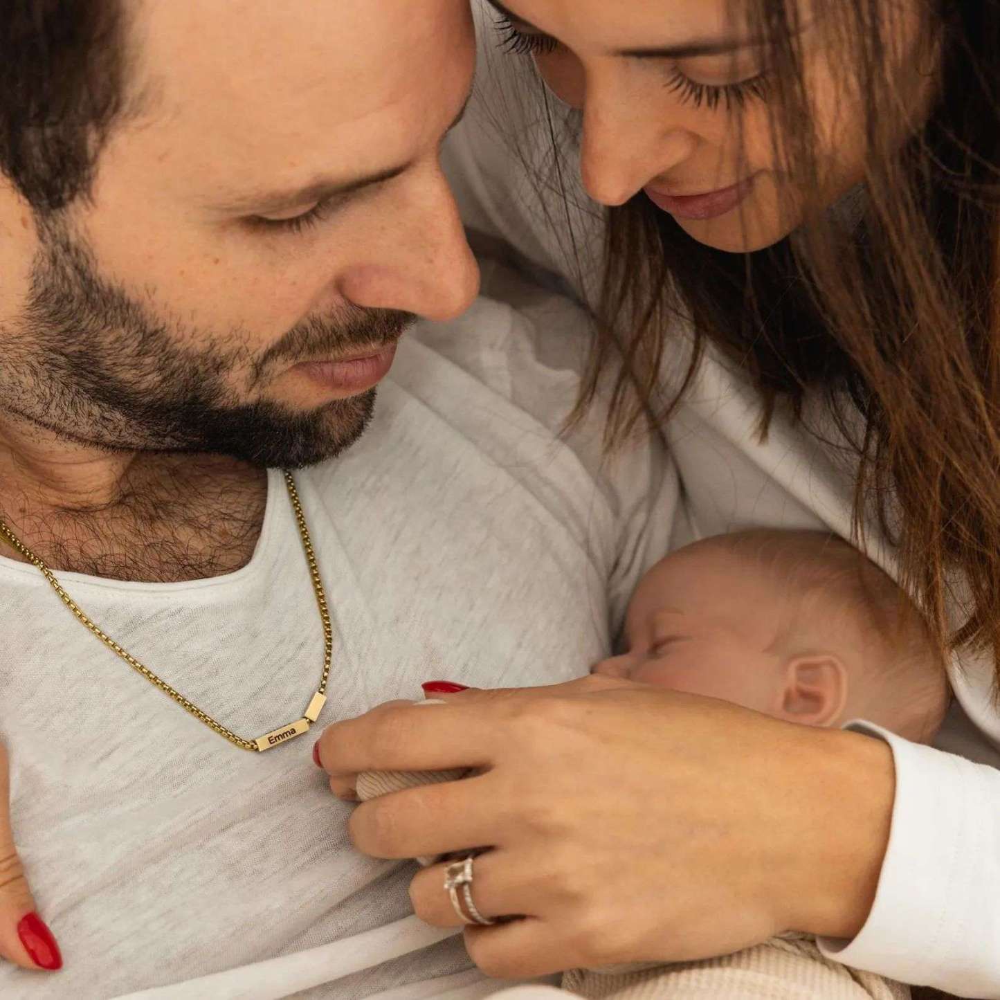 Collier Minimaliste Personnalisé À Quatre Côtés Avec Pendentif Barre Longue - Pendentif Barre Longue Personnalisé - votrecollierprenomfr