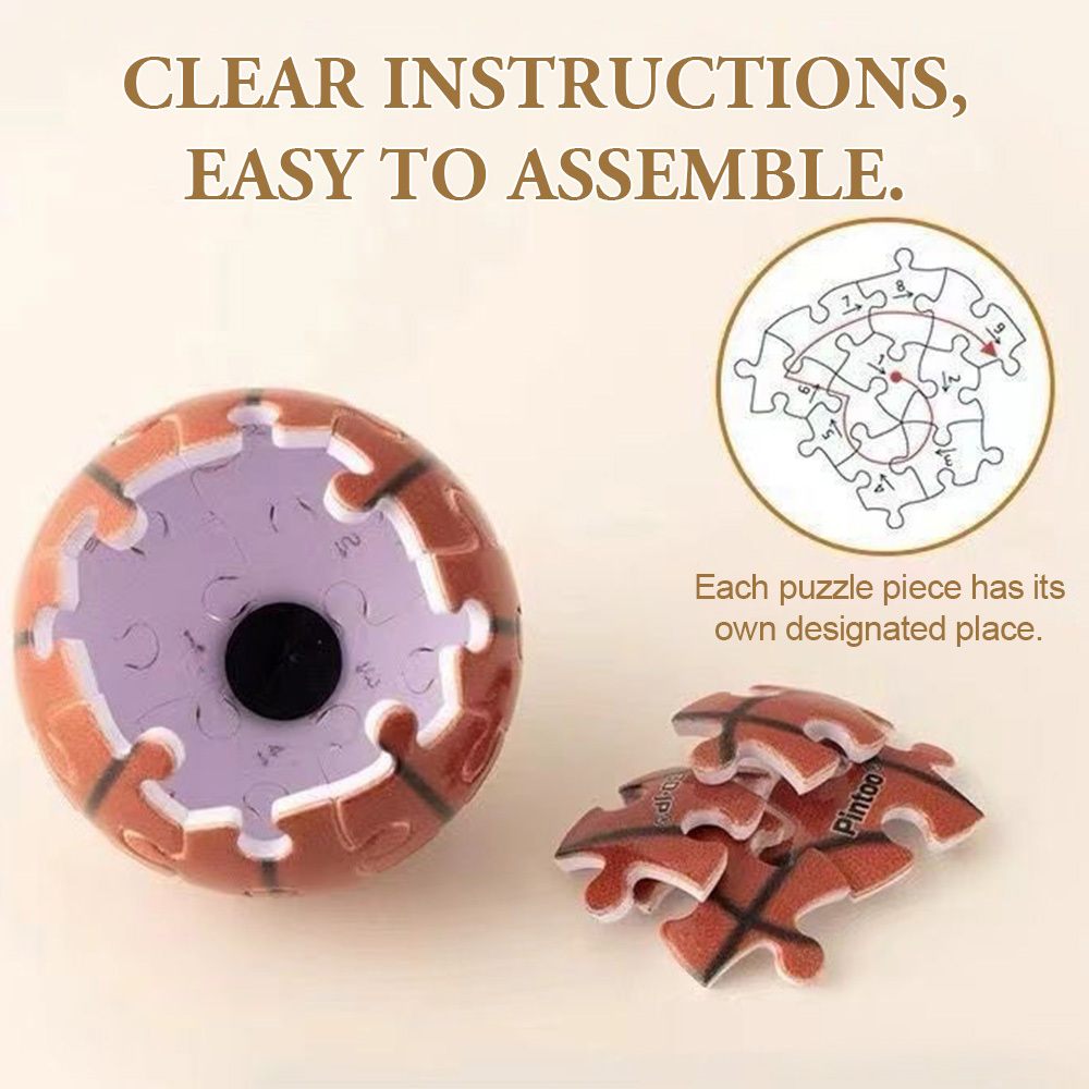 Porte-clés Puzzle 3d En Forme De Ballon De Sport, Mini Porte-clés Globe De Football Et De Basketball, Porte-clés Puzzle Sphérique 3d Amusant - votrecollierprenomfr