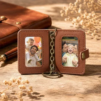Mini Porte-clés Personnalisé En Cuir Pour Album Photo, Mini Porte-Photo Personnalisé, Cadeau Pour Maman Papa - votrecollierprenomfr