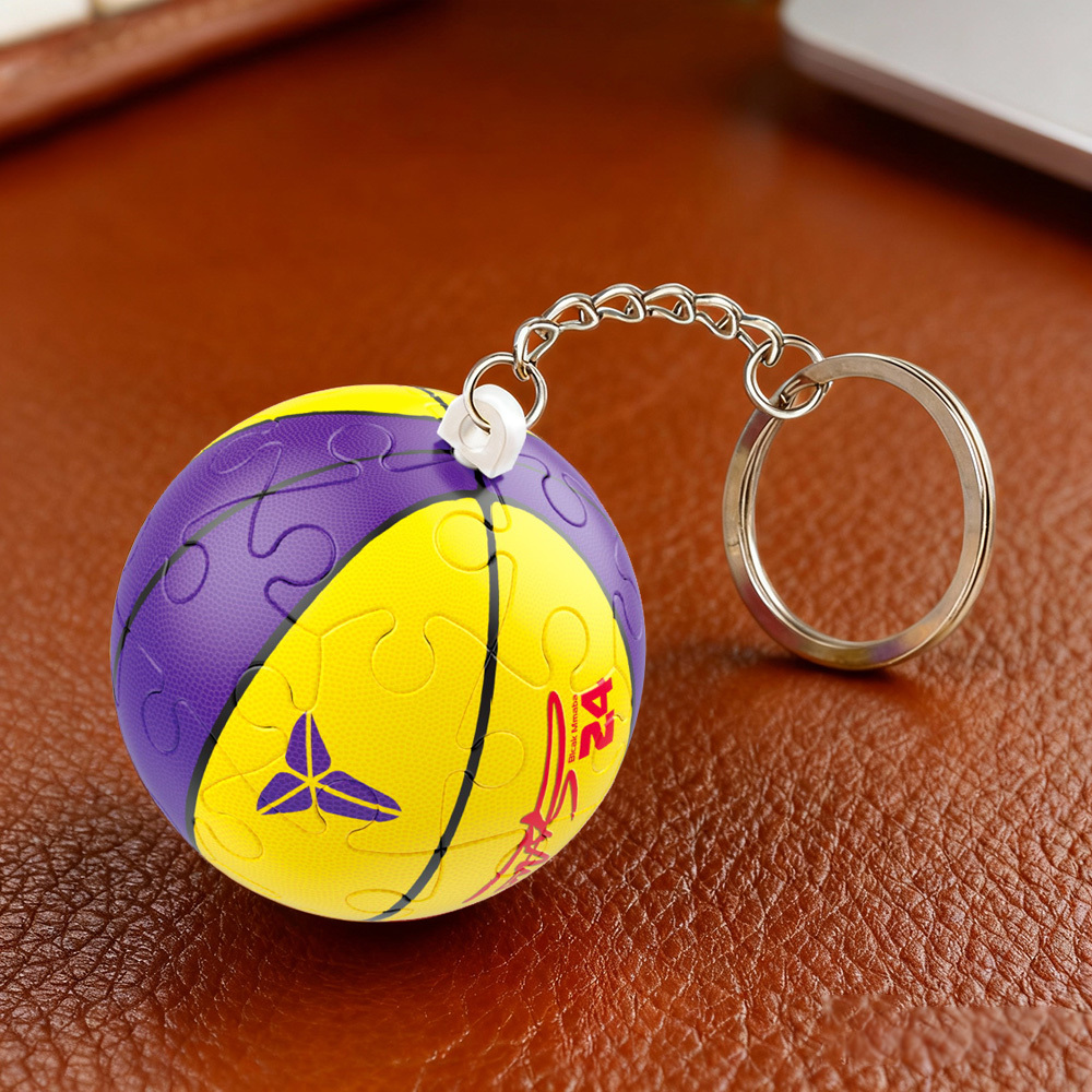 Porte-clés Puzzle 3d En Forme De Ballon De Sport, Mini Porte-clés Globe De Football Et De Basketball, Porte-clés Puzzle Sphérique 3d Amusant - votrecollierprenomfr