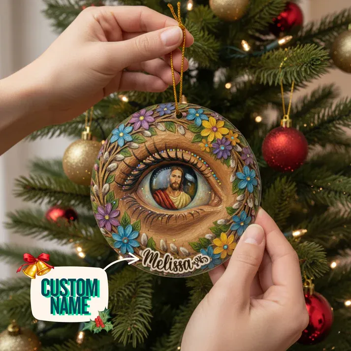 Ornement De Noël Personnalisé « le Cœur Qui Voit Tout » En Acrylique 2d - Cadeau De Noël Pour La Famille - votrecollierprenomfr