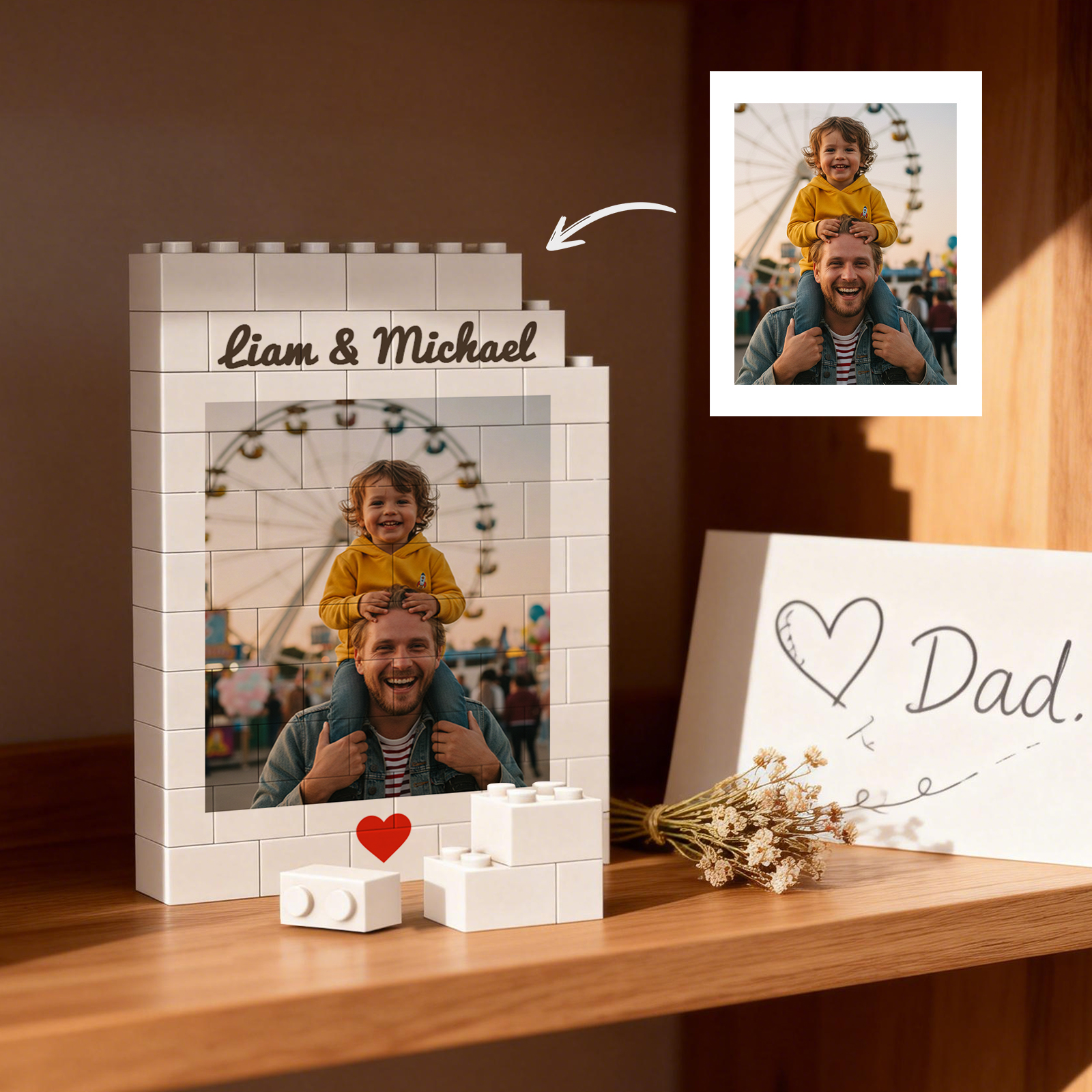 Custom Photo Brick Puzzle Frame – Build Gentle Love, A Meaningful Gift for Dad & Father's Day