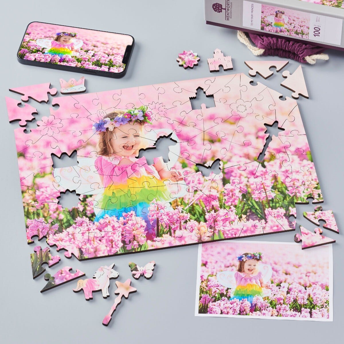 Personalized Wooden Shaped Photo Puzzle with Custom Photo Multiple Themes Available