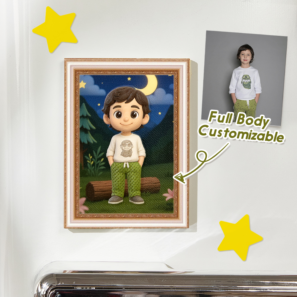 Custom 3D Effect Action Figure Fridge Magnet Personalized Portrait Fridge Magnets Gift for Family