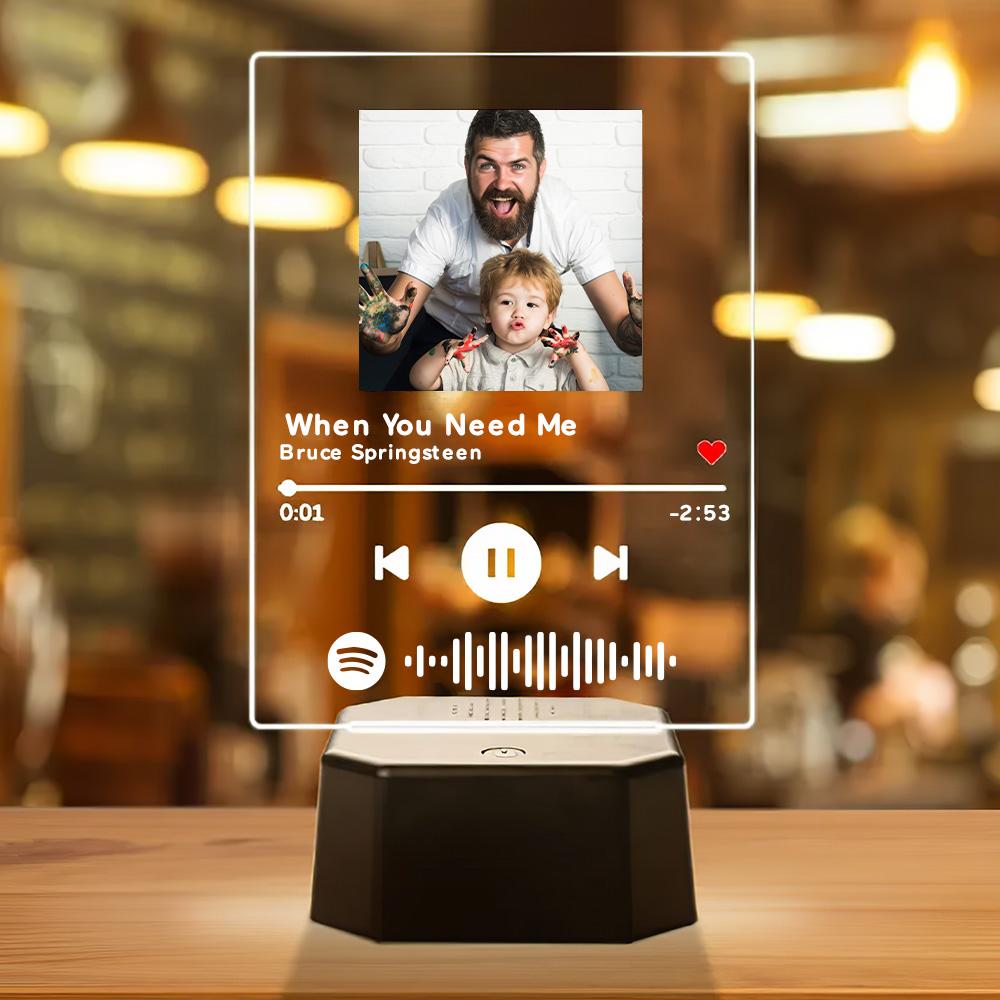 Father's Day Gift Custom Spotify Bluetooth Speaker Acrylic Night Light with 7 Colors