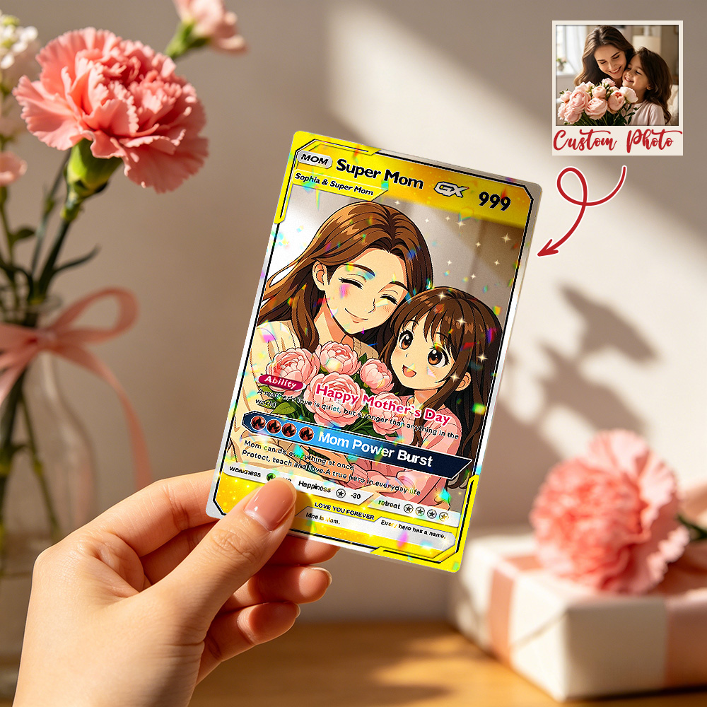 Mother’s Day Personalized Poke Card - Custom Card for Mom - Customizable Gift from Husband Daughter, Son | Ghibli - Anime Style Trading Card