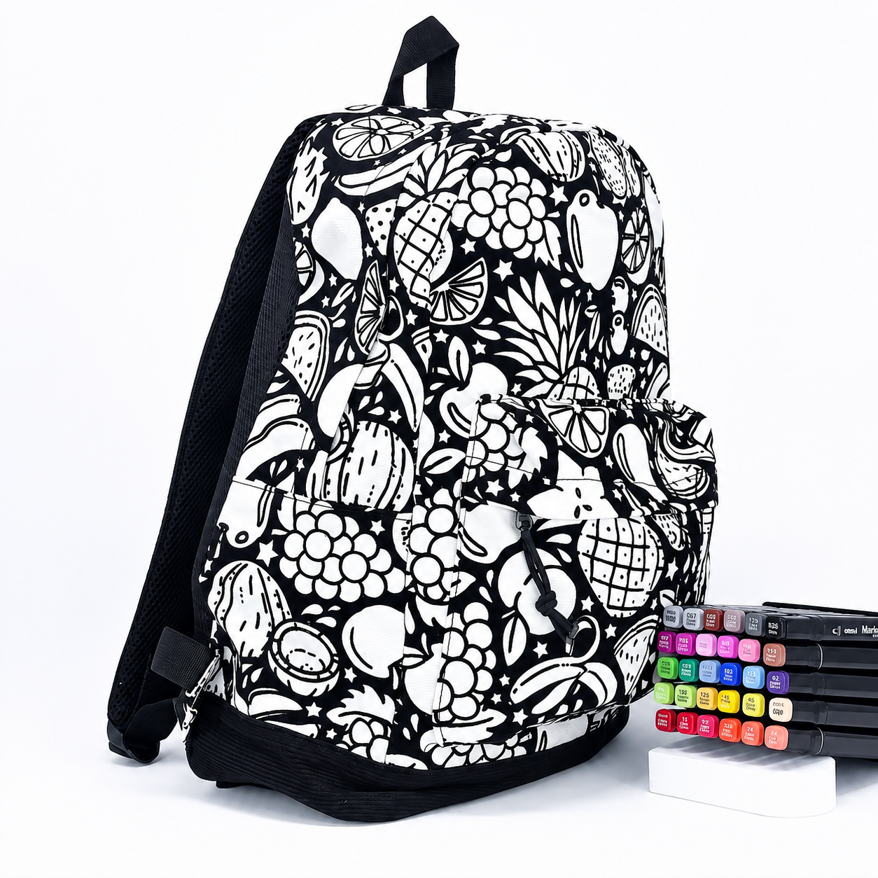 DIY Coloring Backpack with 24 Colors Markers, Color Your Kids Backpack, 17in Backpack Customizable Washable Diys Colorings Backpack, Creative Diys Colorings Backpack for Kids