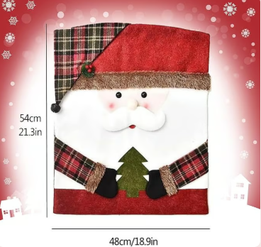 Festive Christmas Chair Covers Slip-On Back Covers for Dining Chairs
