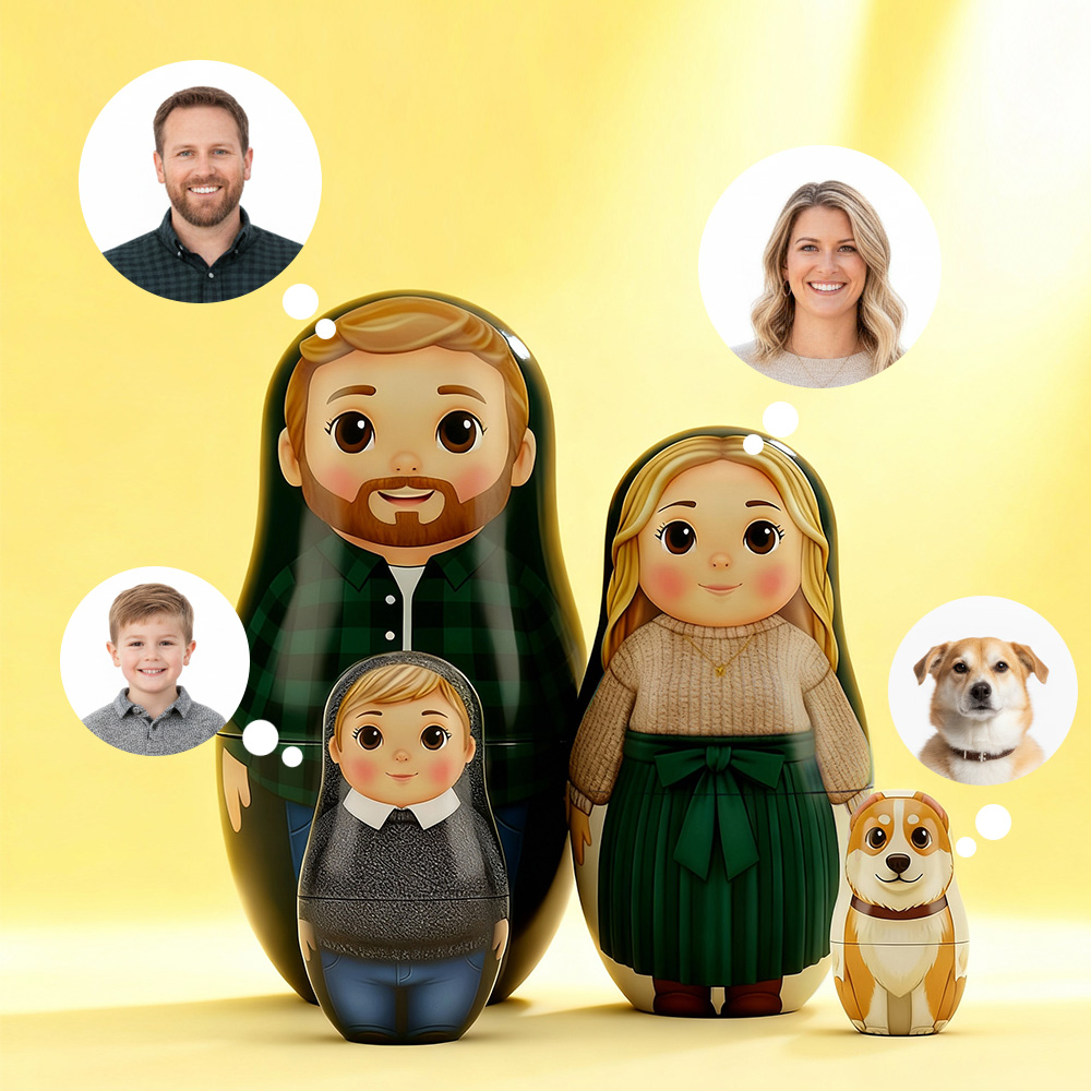 Personalized Portrait Nesting Doll Custom Photo Family Portrait Cartoon Style Gift Photo Anniversary Gift