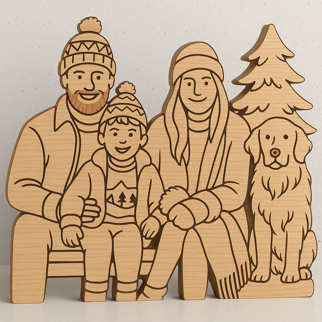 Custom Engraved Wooden Family Puzzle Name/ Photo Wooden Desk Decor