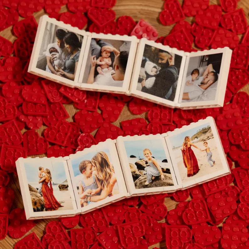 Personalised Fold-Out Brick Photo Block Gift Mini Photo Album Keepsake Gift for Her/Him