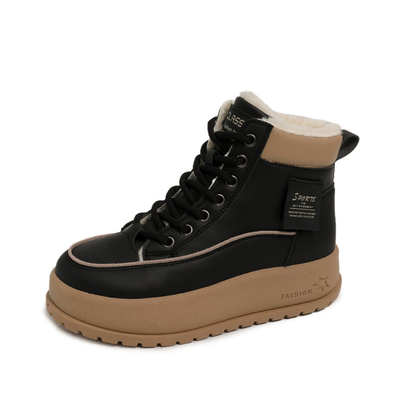 韓版加絨保暖增高休閒雪靴，零下 20℃鎖溫不凍腳，厚底隱形增高不笨重，高幫護踝還顯腿長