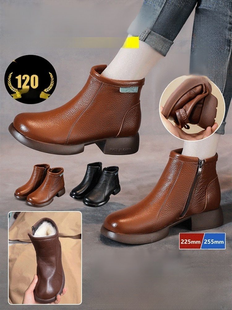 【超軟牛皮！ 】百搭真皮手工短靴，柔軟不擠腳，手工縫製耐穿抗造，上腳就像踩雲朵，不磨腳不悶腳