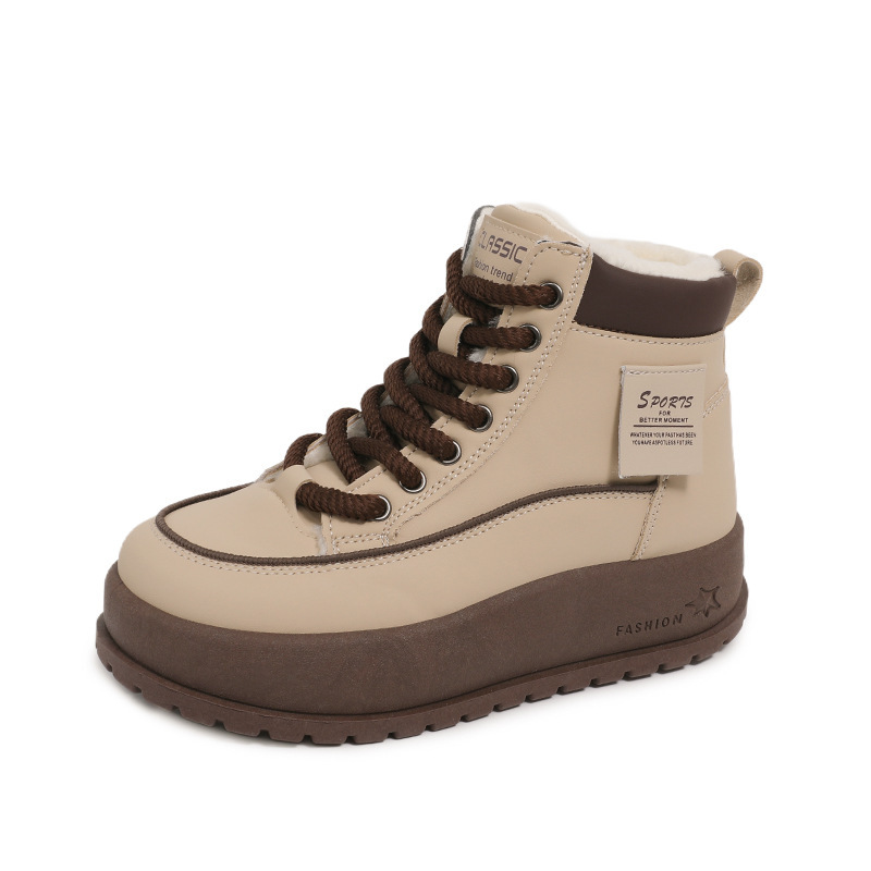 韓版加絨保暖增高休閒雪靴，零下 20℃鎖溫不凍腳，厚底隱形增高不笨重，高幫護踝還顯腿長