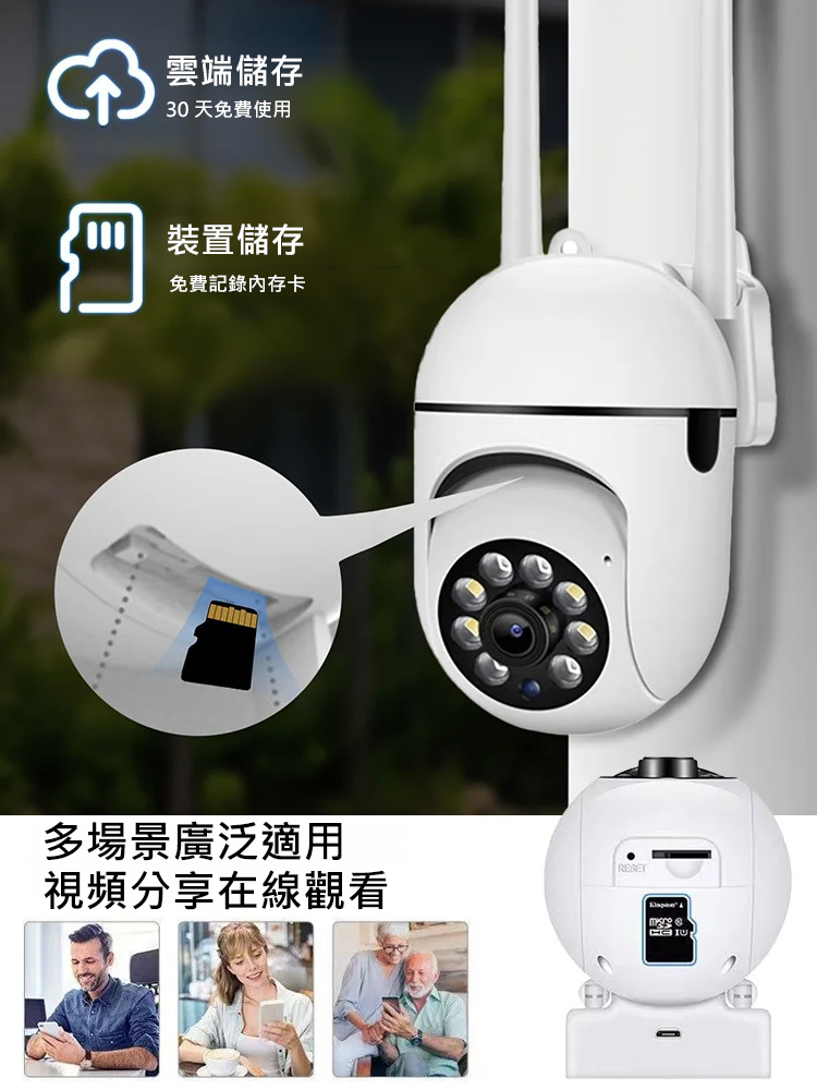 【雙天線訊號】戶外360度旋轉監視器,360° 旋轉無死角,50 公尺遠端連網,農場 / 果園 / 庭院全監控