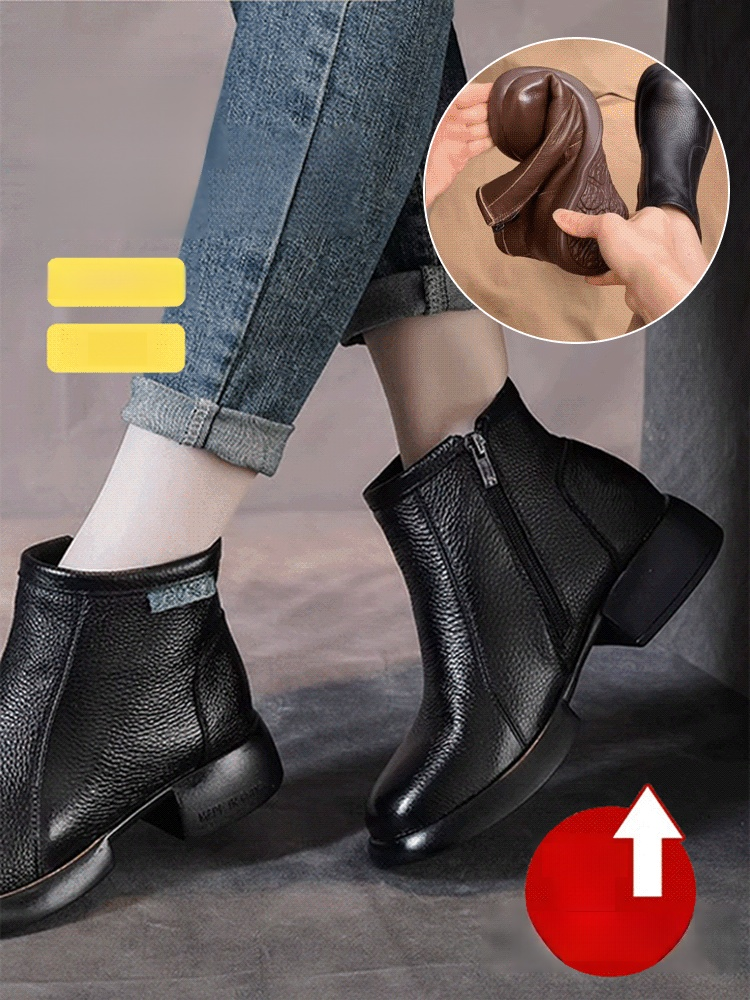 【超軟牛皮！ 】百搭真皮手工短靴，柔軟不擠腳，手工縫製耐穿抗造，上腳就像踩雲朵，不磨腳不悶腳