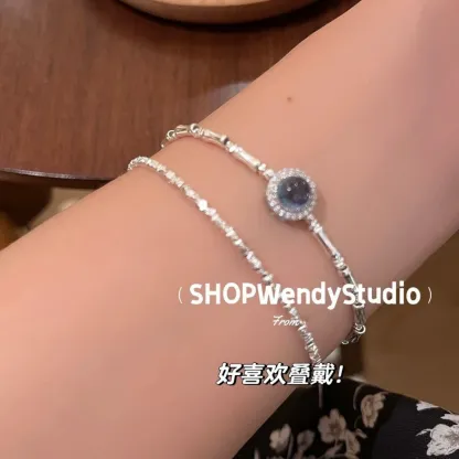 天然アクアマリン・スターリングシルバー・ブレスレット