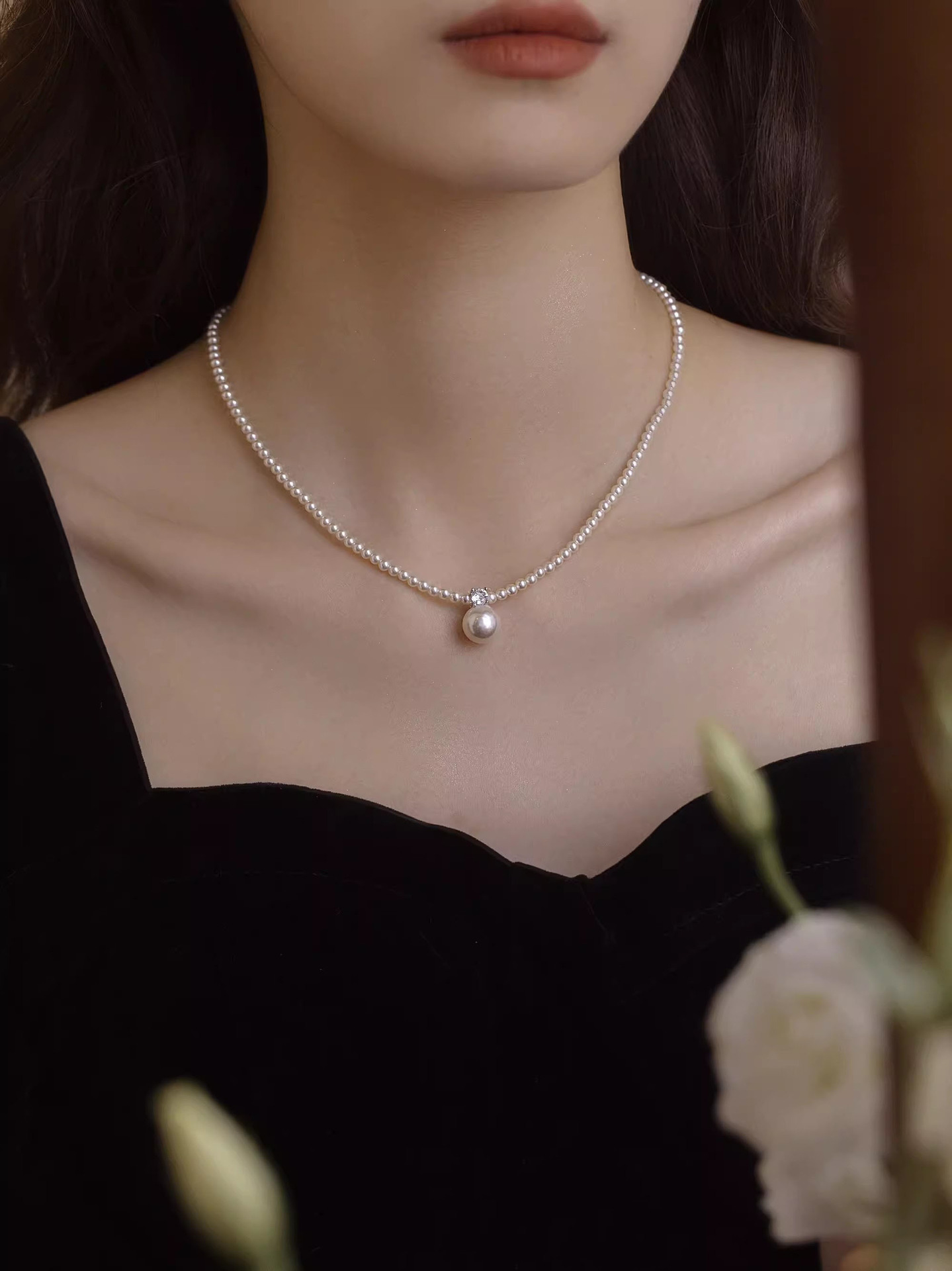 S925 スターリングシルバー トフィー パール ネックレス