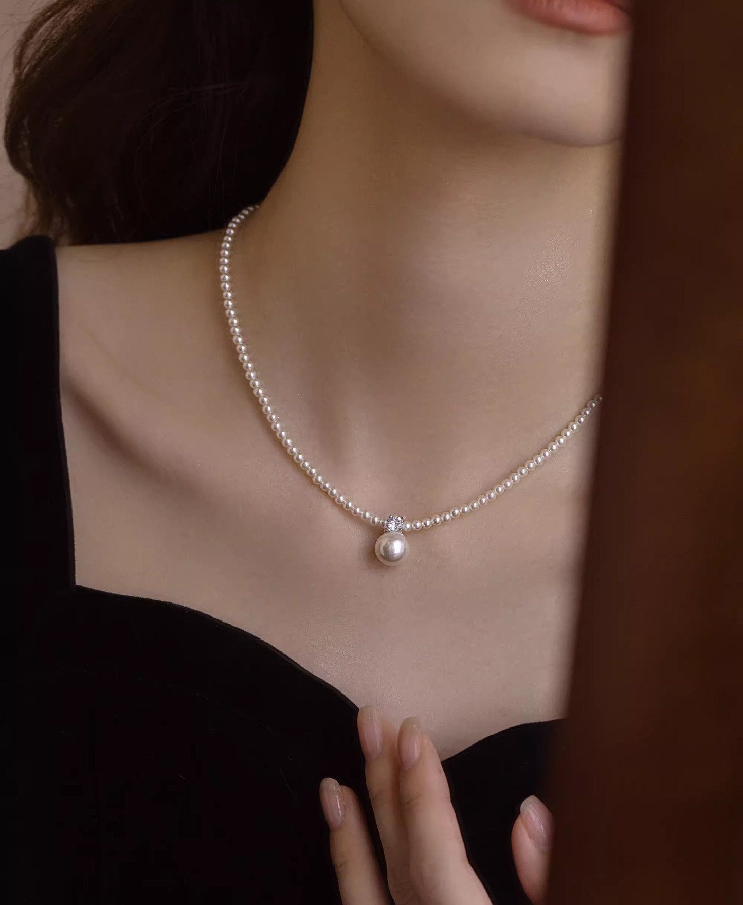 S925 スターリングシルバー トフィー パール ネックレス