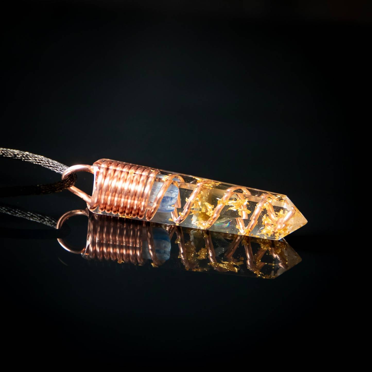 モルダバイト＆カイヤナイトオルゴナイトネックレス、ダイヤモンド、ハーキマーダイヤモンドを使用した最も強力なオルゴンの組み合わせ、オーラ浄化お守りタリスマン