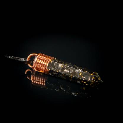 エリートノーブルシュンガイトペンダント、銅と24Kゴールドフレーク、オルゴンオルゴナイトネックレス、EMFと5G保護に最適、ボルテックスコイルスパイラル