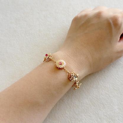 本物の誕生石を使ったパーソナライズされた誕生花ブレスレット、ハンドスピナーの誕生花、お母さんのためのカスタム母の日、組み合わせ誕生花