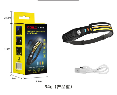 【Unmatched Brightness】BrightMax™ German-Fully Waterproof Headlamp- Illuminate 500 Sqm with Ease! Effortless On/Off with a Wave of Your Hand!