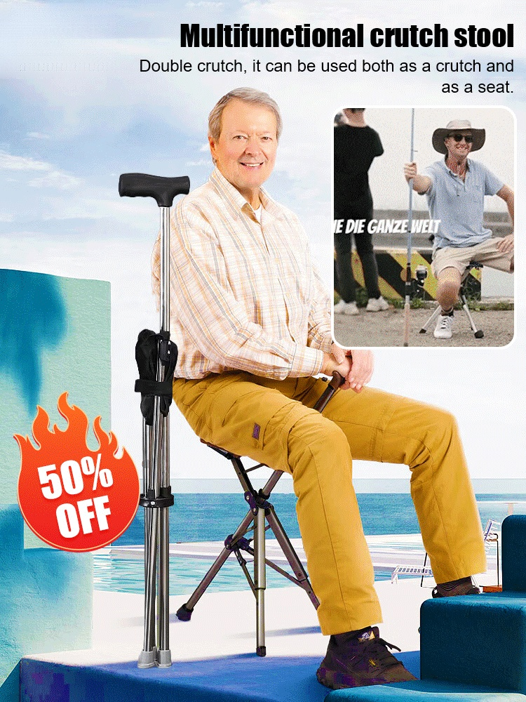 Folding Crutch Chair - High-Strength Aluminum, Lightweight & Multi-Use