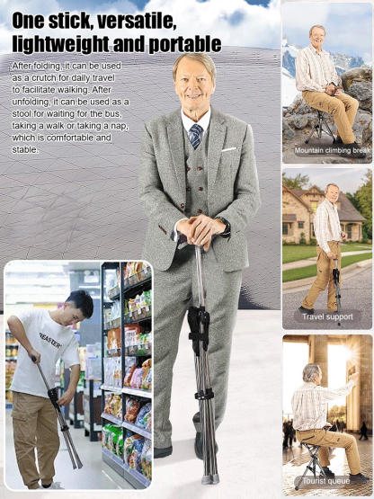 Folding Crutch Chair - High-Strength Aluminum, Lightweight & Multi-Use