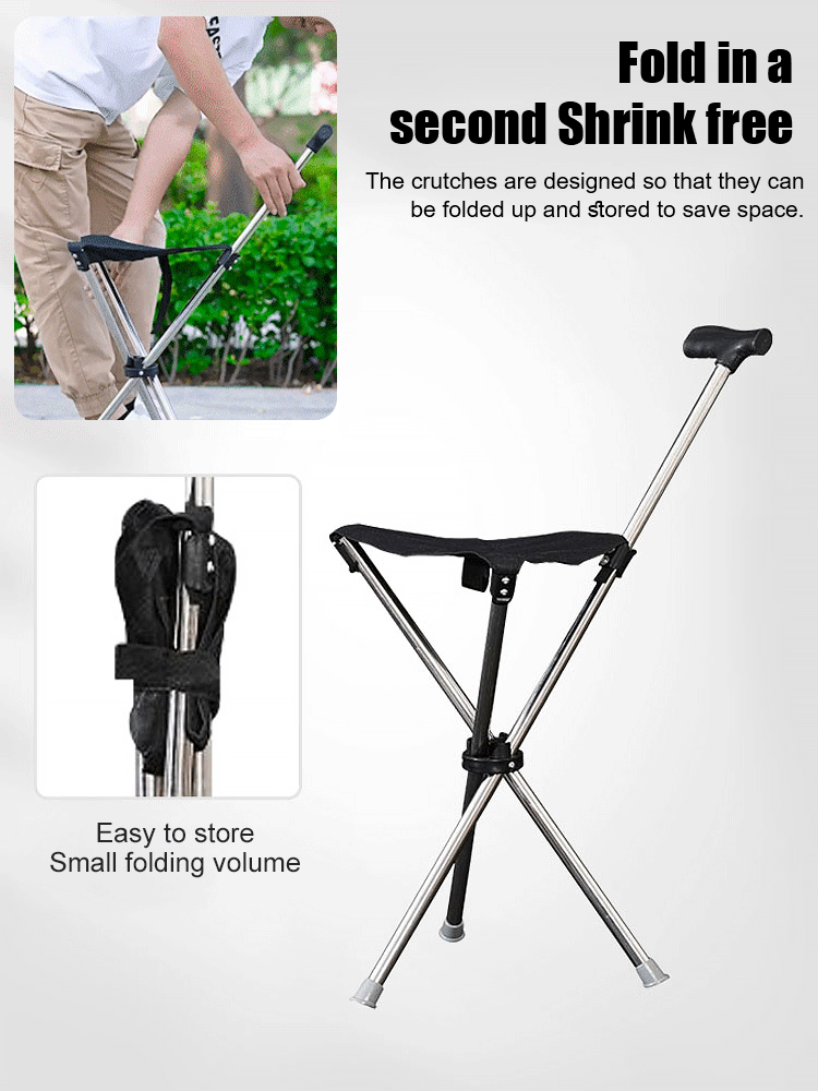 Folding Crutch Chair - High-Strength Aluminum, Lightweight & Multi-Use