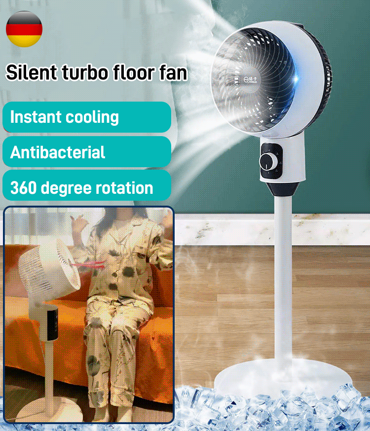 TurboQuiet™ Floor Fan - 3-Second Fast Cooling with Ultra-Quiet Performance