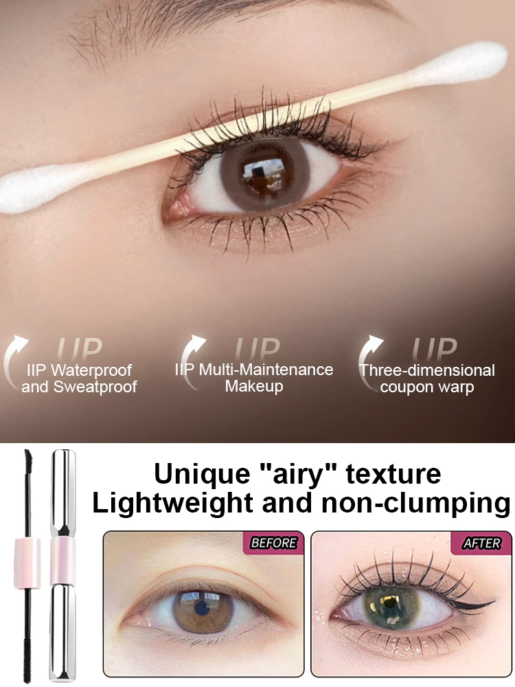 VIPABC new barbell double-headed mascara waterproof, long, curled, non-smudged, thick and natural