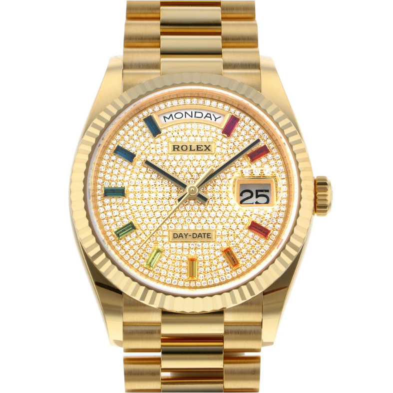 ロレックス ROLEX デイデイト パヴェレインボー 128238-SEKAIWA