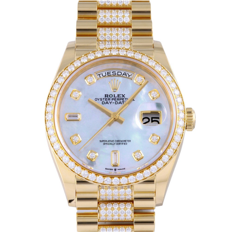 ロレックス ROLEX デイデイト 白シェル ブレダイヤ 128348RBR-SEKAIWA