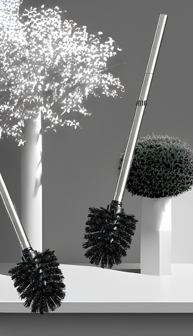 Easy installation of suction cup toilet brush on bathroom wall