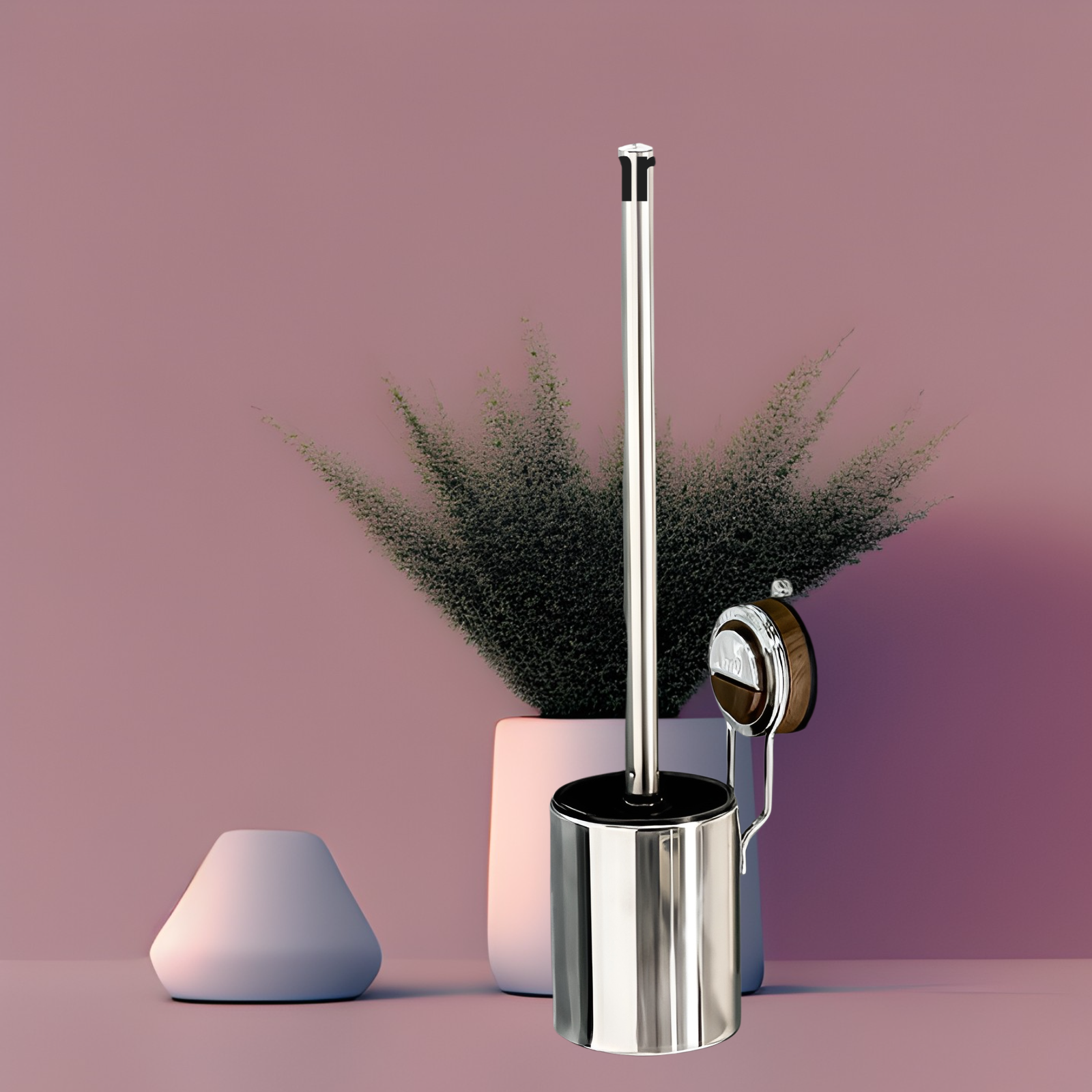 Suction cup stainless steel toilet brush household no dead angle bathroom toilet dedicated wall-moun