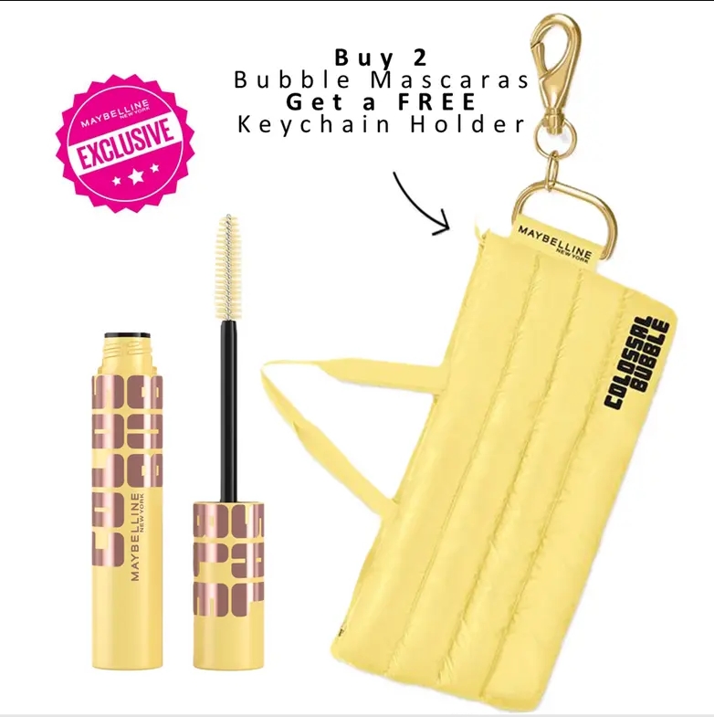 Maybelline The Colossal Bubble Waterproof Mascara, Buildable Mascara Volume and Length Formula for Bold, Separated Lashes, Very Black, 1 Count