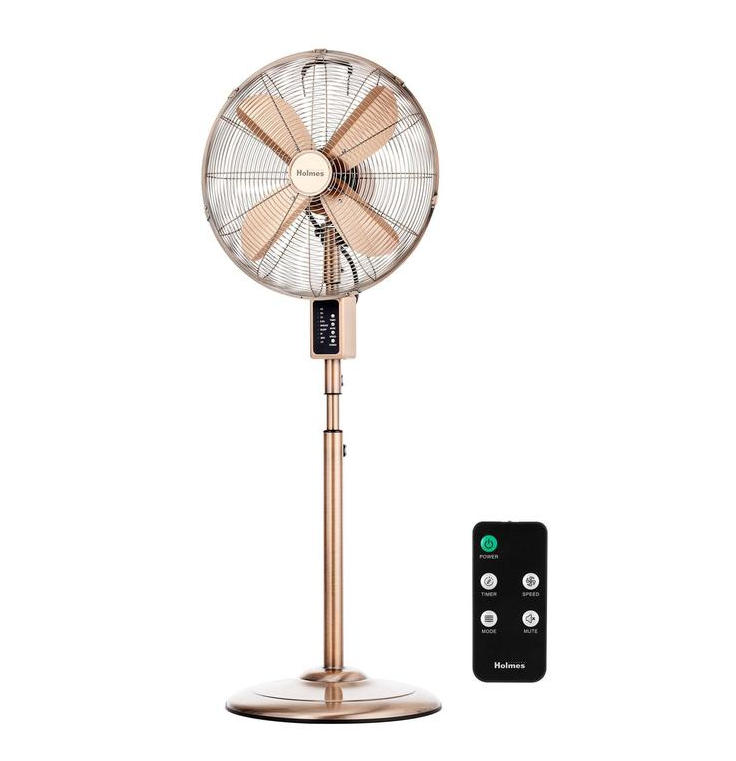 HOLMES 16" Digital Stand Fan, 80° Oscillation, 3 Speeds, 3 Modes, 7.5 Hour Timer, Adjustable Height, 30° Adjustable Head Tilt, Ideal for Home, Bedroom or Office, Remote Control, Black