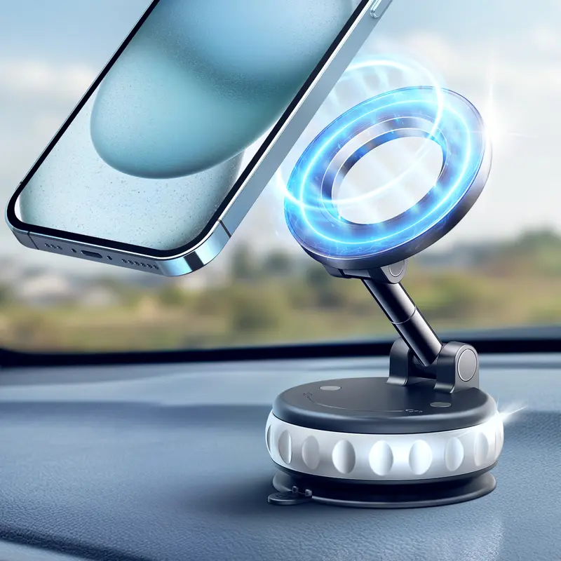 🏆 50K+ SOLD! – Almost Gone-2025 Upgrade Magnetic Car Phone Holder, 360oRotation & Extension, Car Vacuum Phone HolderMount with One-Step Lock, Compact & StableDesign, Car Accessories