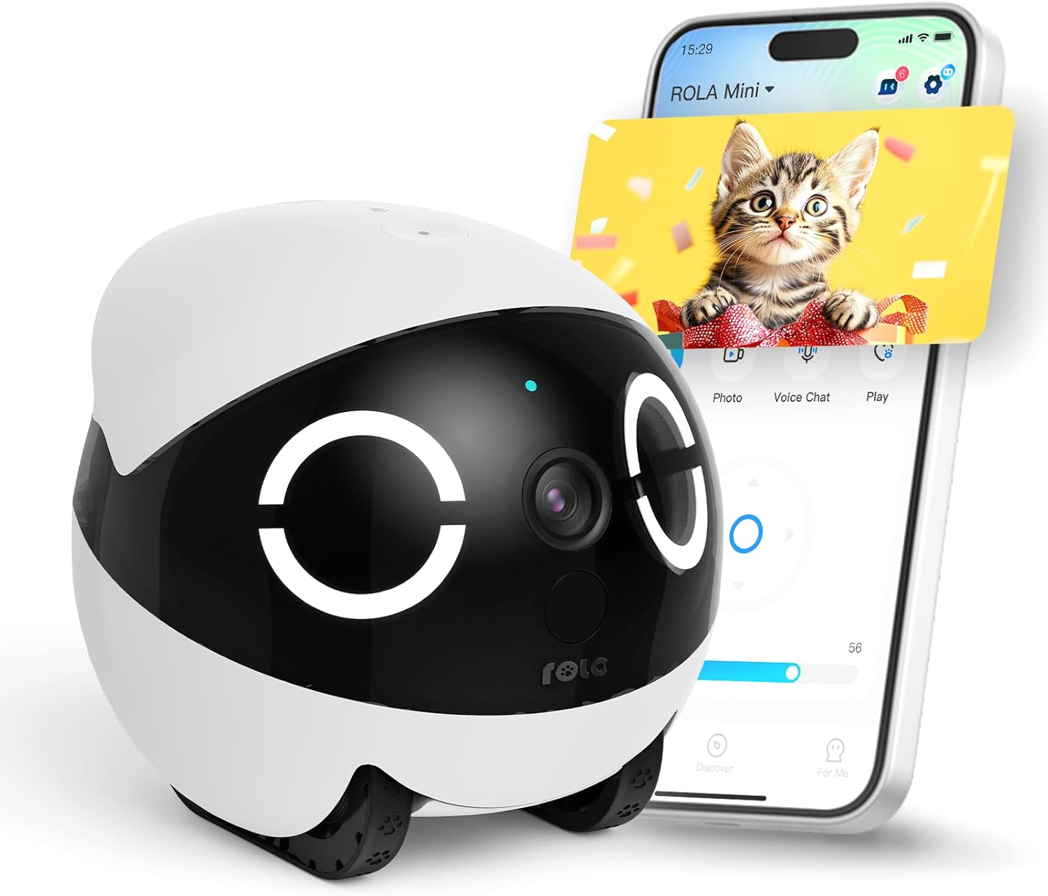 🏆 70K+ SOLD! – Almost Gone-⚡2025 New Enabot EBO 2K Camera Robot ROLA Mini: Movable Pet Camera Battery-Powered with Phone App, Indoor Cam w/One-Touch Call, 2-Way Talk, Night Vision, Motion Detection, Video Recording